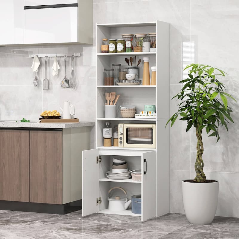 Costway 70" Bookcase with Adjustable Shelves with 2-Door Cabinet - See Details