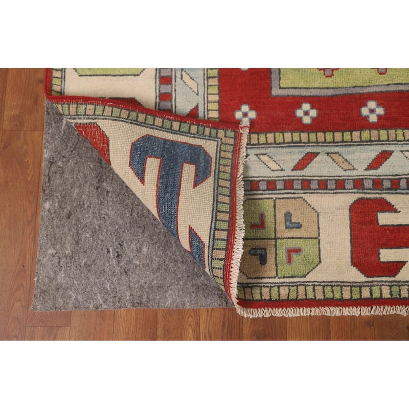 Light Green Kazak Oriental Area Rug Hand-Knotted Wool Carpet - 8'6"x 11'7"