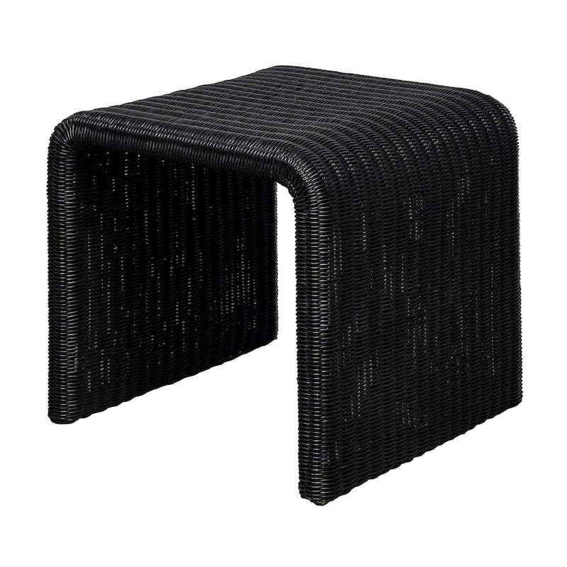 Woods Black Woven Rattan Square End Table