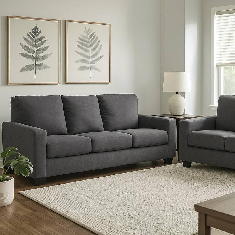 Anise Sofa Sleeper with Full Size Pull Out Bed, Pewter Gray Polyester