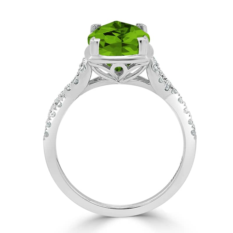 Auriya 3 9/10ct Cushion-cut Peridot and Diamond Engagement Ring 1/5ctw 14k Gold