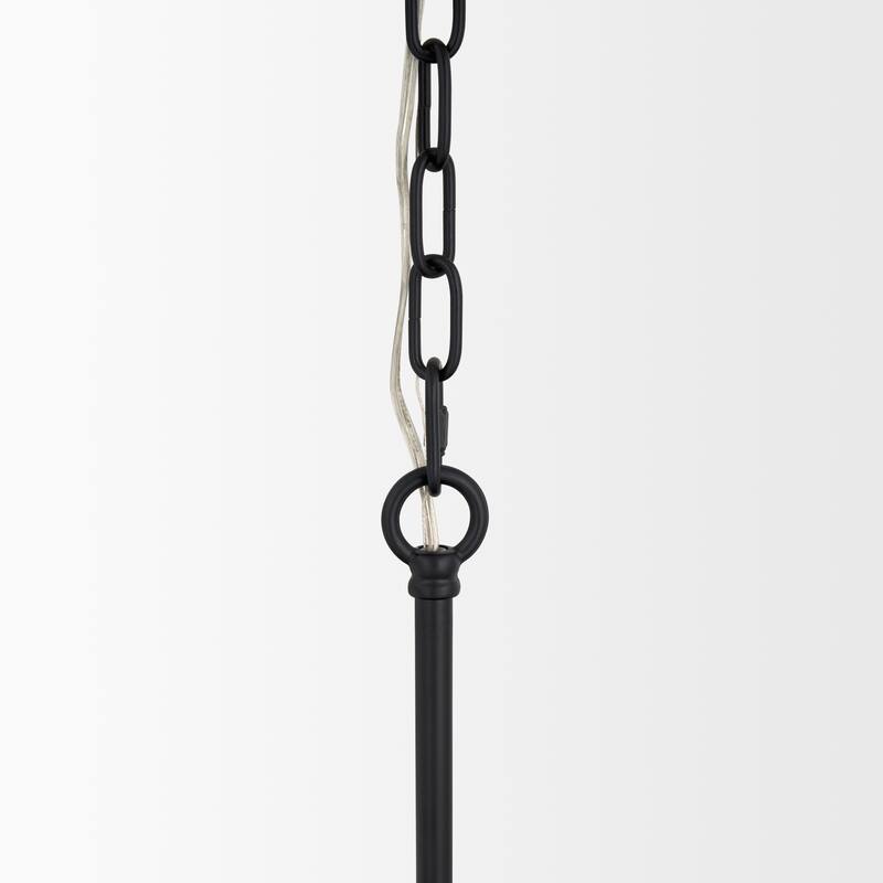 Edie Matte Black Metal w/ Frosted Glass Globes 6-Light Chandelier - 29.9L x 29.9W x 24.0H - 29.9L x 29.9W x 24.0H
