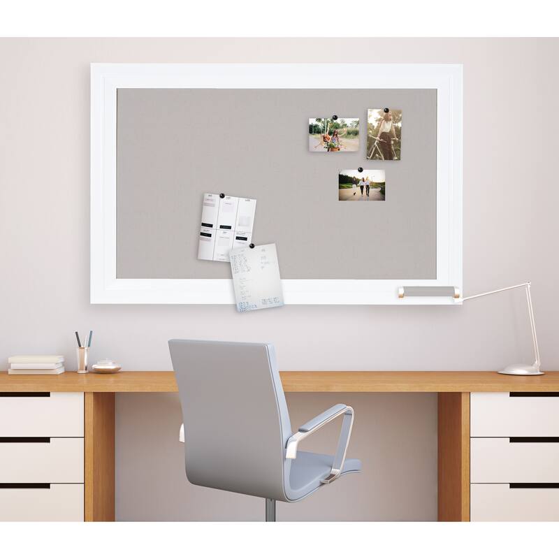 DesignOvation Whitley Framed Linen Fabric Pinboard - 29.5x45.5