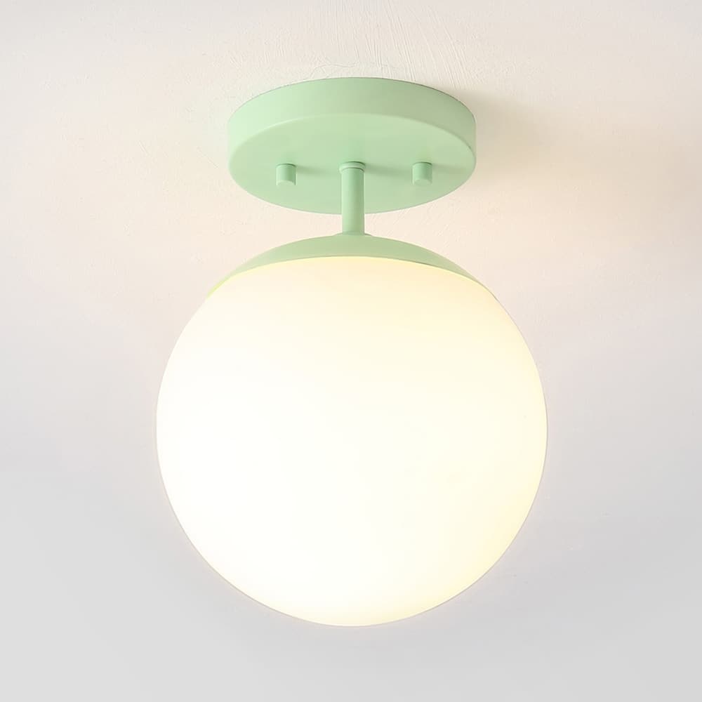 Galax Bistro 7.75" 1-Light Bohemian Farmhouse Iron/Frosted Glass LED Semi Flush Mount, Brass Gold/White by JONATHAN Y