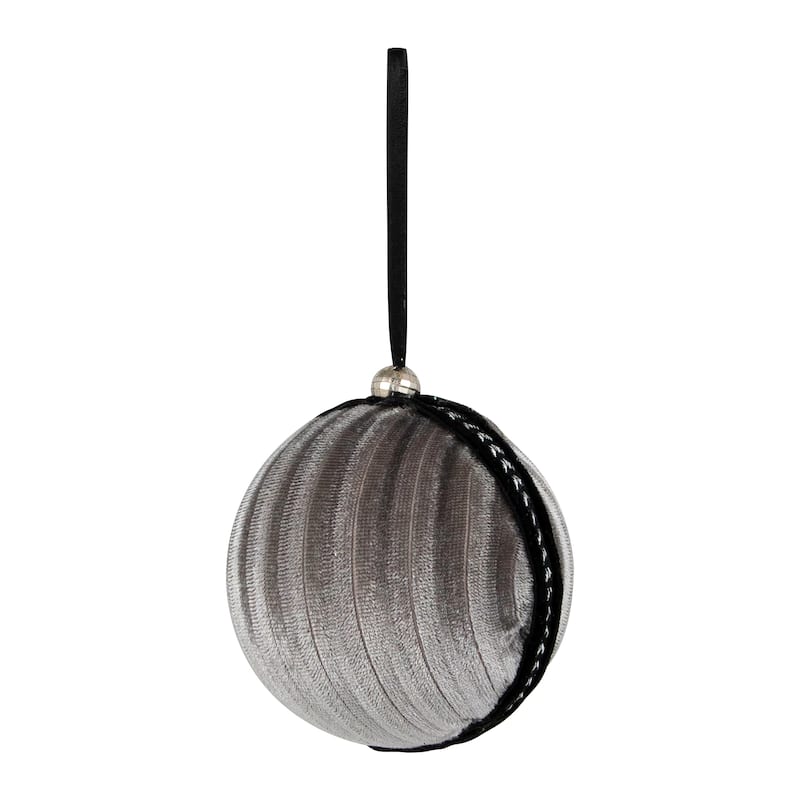 Sequined and Textured Christmas Ball Ornaments - 2.75" - Black - Set of 4