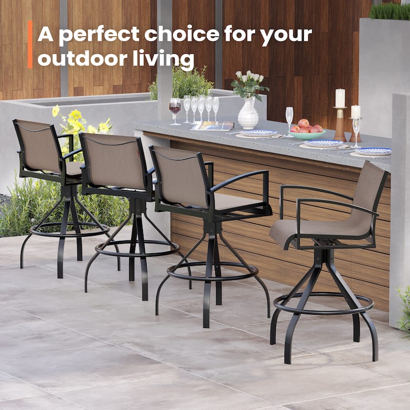 Pellebant 2/4-Piece Patio Swivel Aluminum Bar Stools Sunbrella Textilene