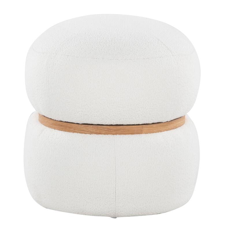 Cinch Contemporary Pouf Ottoman in Fabric and Natural Wood by LumiSource