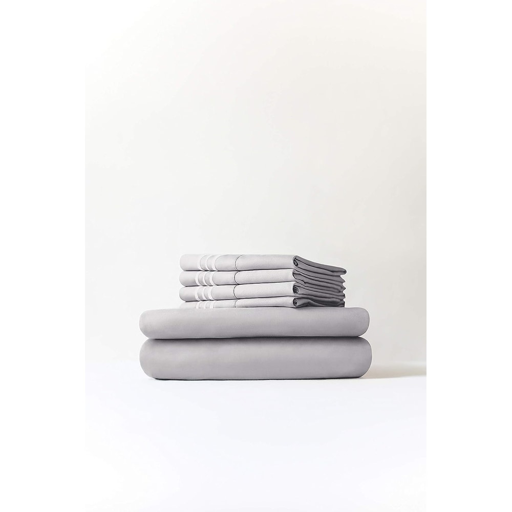 CGK Linens 6 Piece Solid Deep Pockets Microfiber, Easy-Fit Bed Sheet Set - Picture 294 of 396
