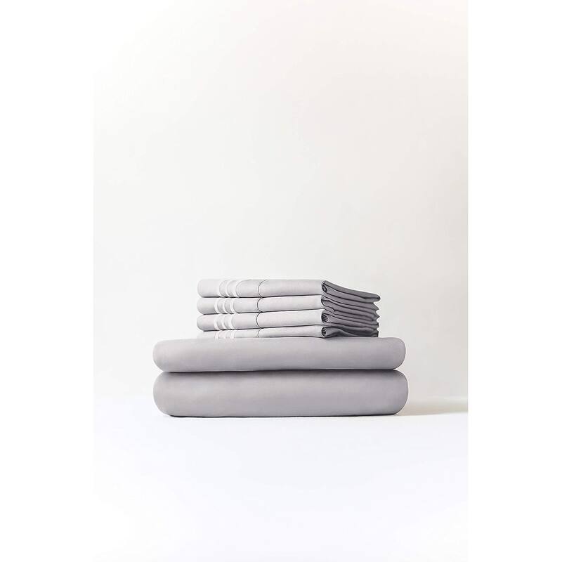 CGK Linens 6 Piece Solid Deep Pockets Microfiber, Easy-Fit Bed Sheet Set