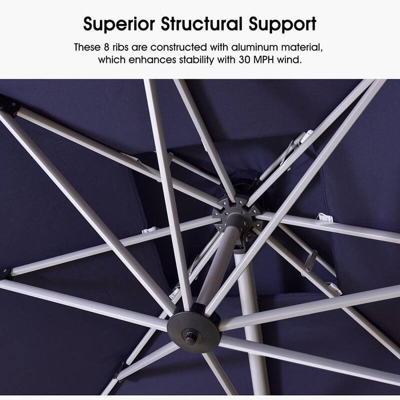 PURPLE LEAF Double Top 11/12/13ft Round Umbrella Large Cantilever Outdoor Classic Umbrella with Base