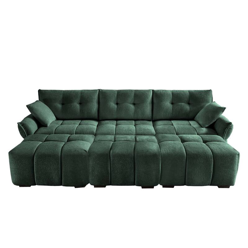 3-Seater Modular Sofa with 3 Ottomans & Pillows