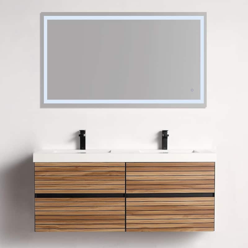 Blossom Annecy 48-Inch Floating Bathroom Vanity with Acrylic Sink - Maple