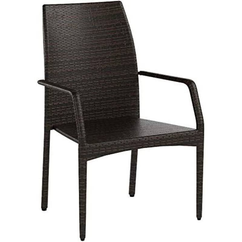Roomfitters Outdoor PE Wicker Chairs with Deep Seat and Iron Frame, Set of 2, Brown
