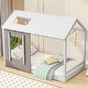 preview thumbnail 11 of 16, Twin Wood House Bed with Charming Roof Design