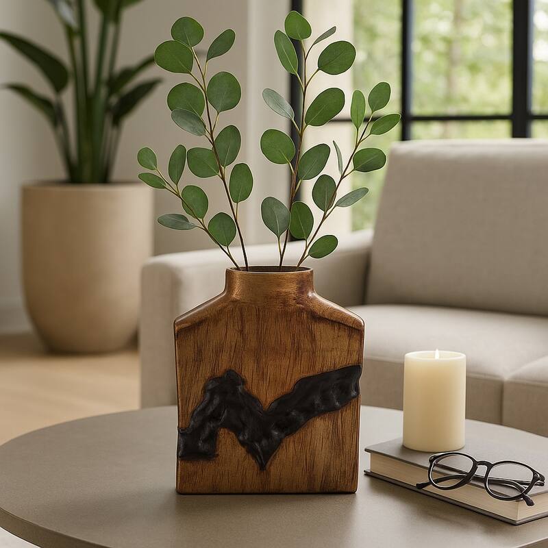 Artistic Table Vase with Fractured Finish for Home Decor