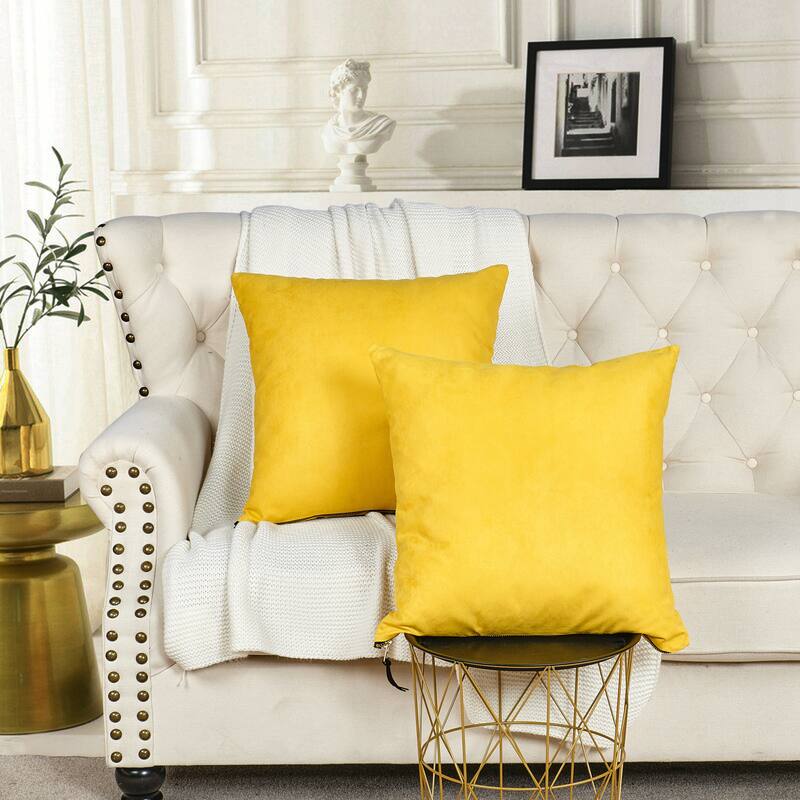 Suede 2 Piece Pillow Shell Set with Big Zipper, NO INSERT