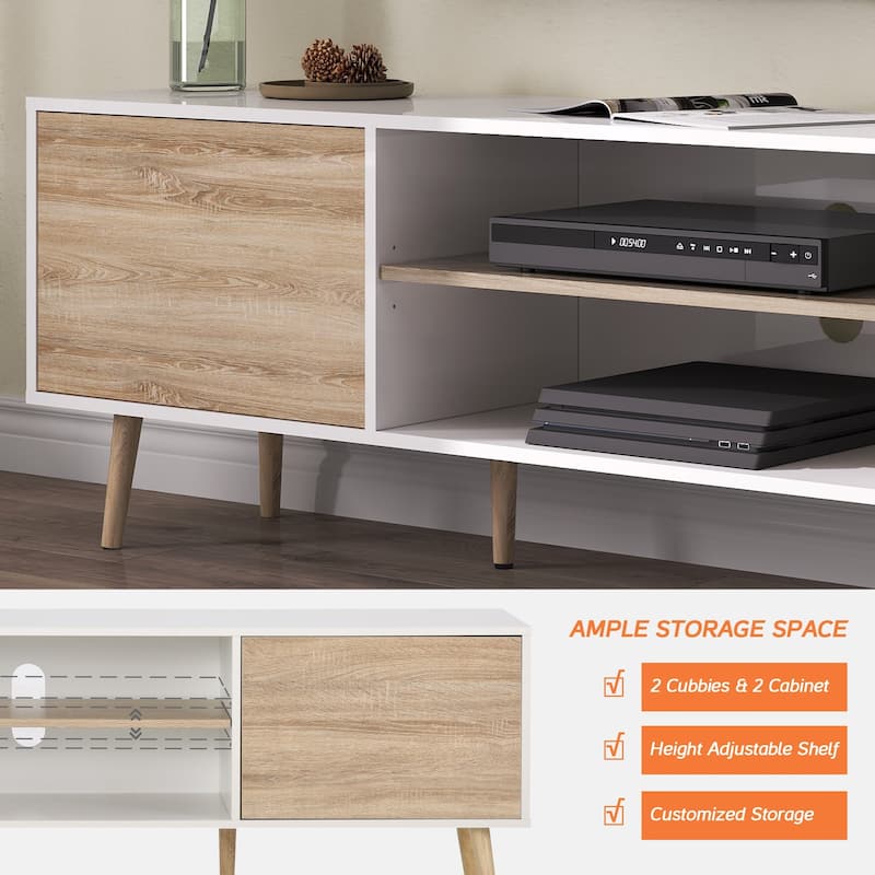 TV Stand for 60 inch TV Entertainment Center,White & Oak-53 inch