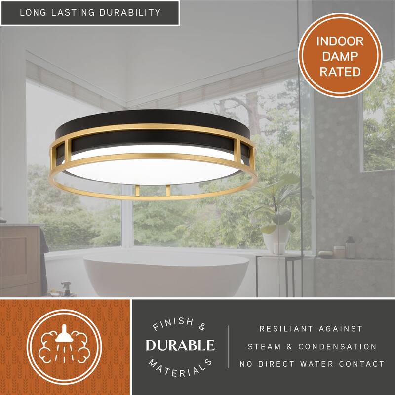 VAXCEL Northgate Integrated LED Matte Black and Satin Gold Contemporary Flush Mount Ceiling Light Fixture