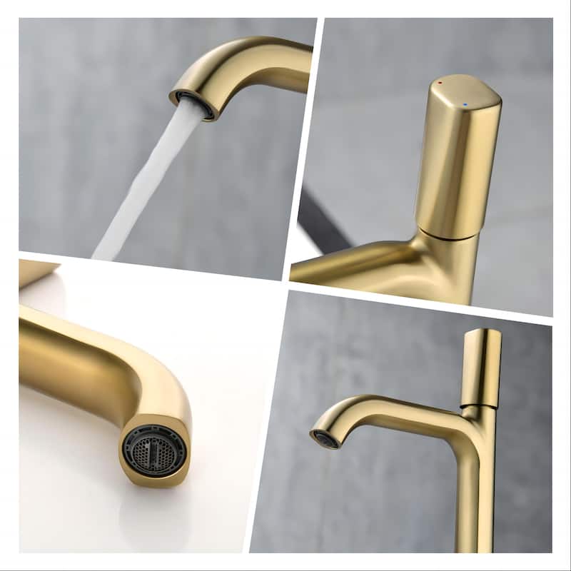 11''H Bathroom Sink Faucet Single with Single Handle in Black/Gold