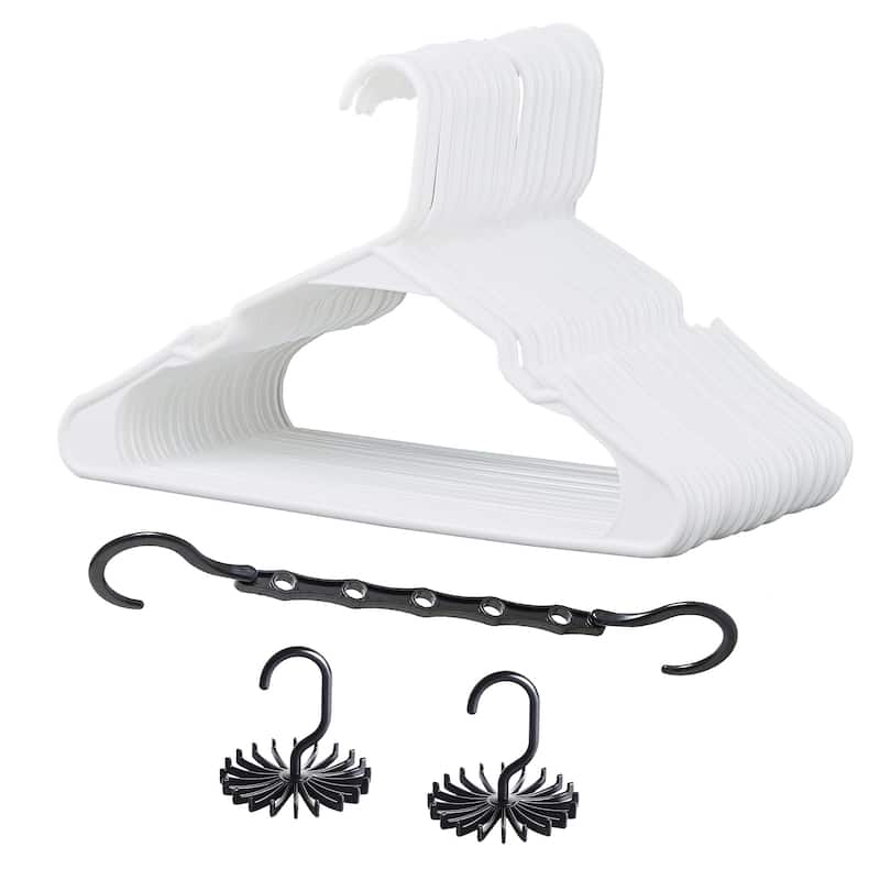 Javlergo 25/50 Pack Plastic Hanger, Space Saving, Sturdy Heavy Duty Clothing Notched Hangers