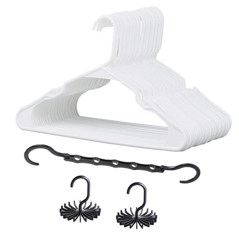 Javlergo 25/50 Pack Plastic Hanger, Space Saving Sturdy Heavy Duty Clothing Notched Hangers