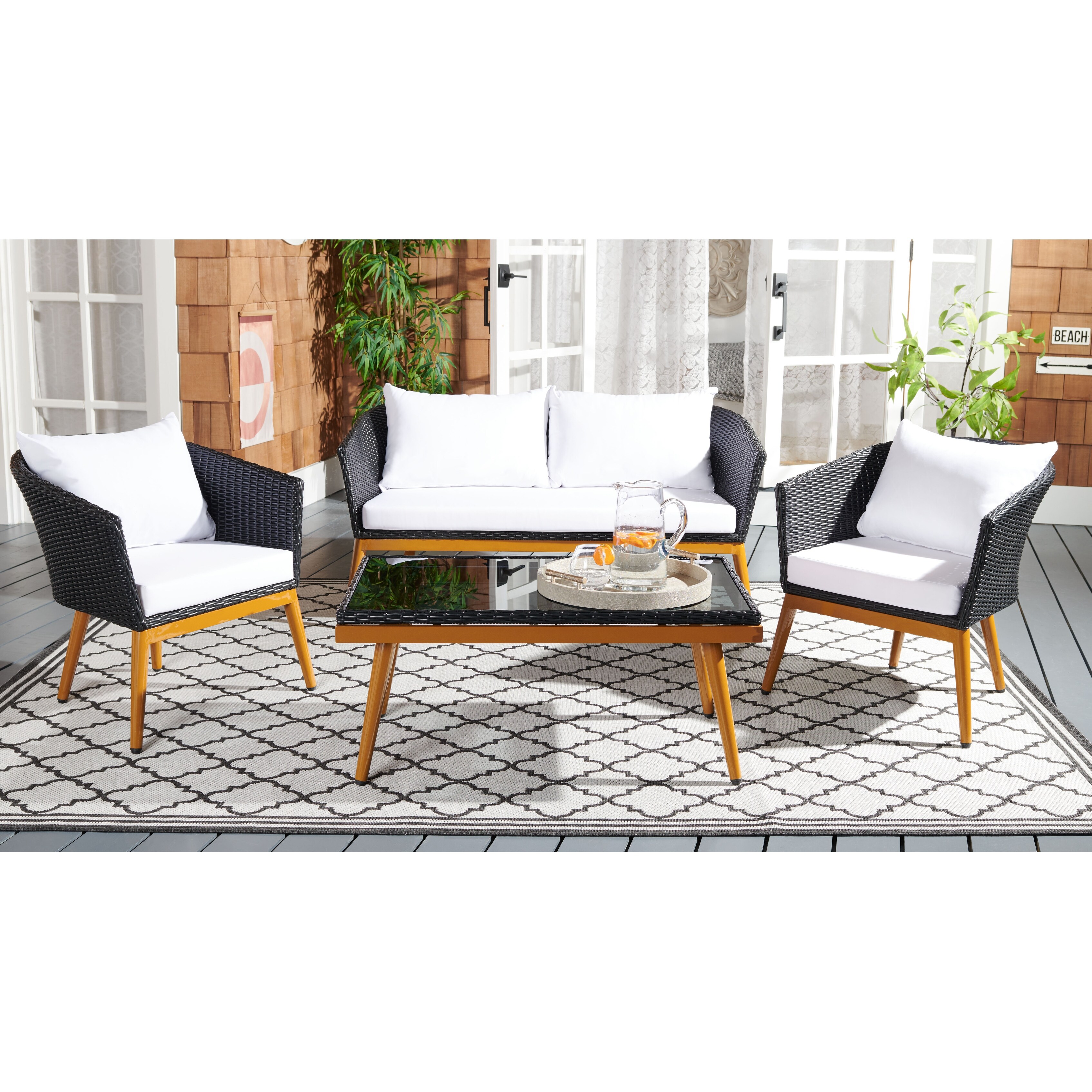 Berkley Collection 4 Piece All Weather Wood Finish Conversation Set by National Tree Company Bed Bath Beyond 35613805