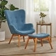preview thumbnail 2 of 76, Hariata Mid-Century Modern Wingback Fabric Chair/Ottoman Set by Christopher Knight Home Muted Blue