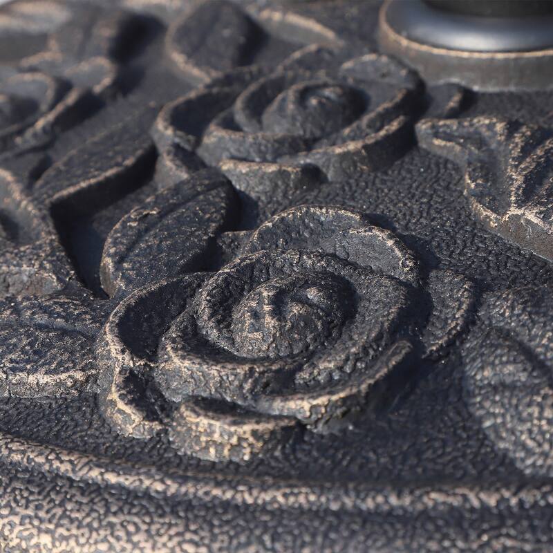 Outsunny 18" Round Decorative Resin Rose Floral Umbrella Pole Holder with Elegant Bronze Finish & Universal Coupler