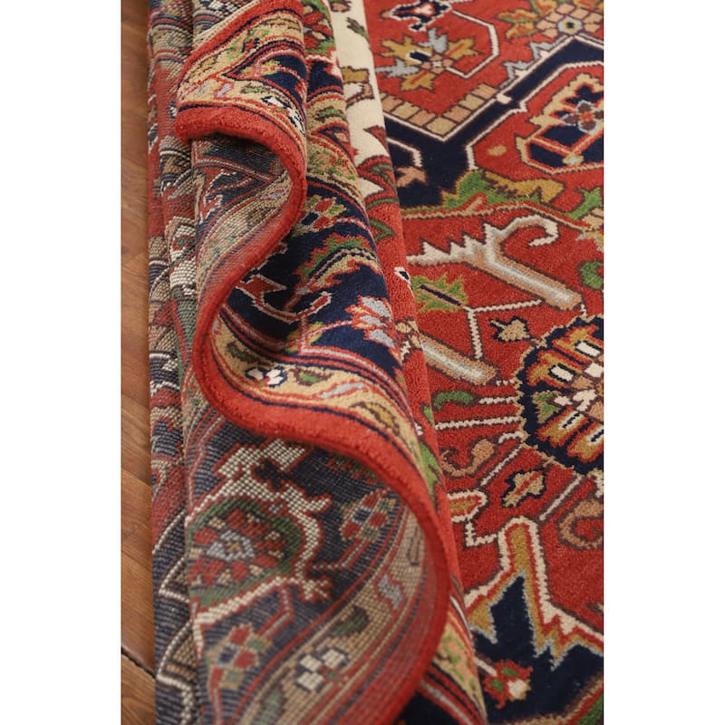 Hand Knotted Oriental 100% Wool Carpet Traditional Medallion Oranges & Rust Heriz (serapi) Area Rug - 12' 0'' X 9' 0''
