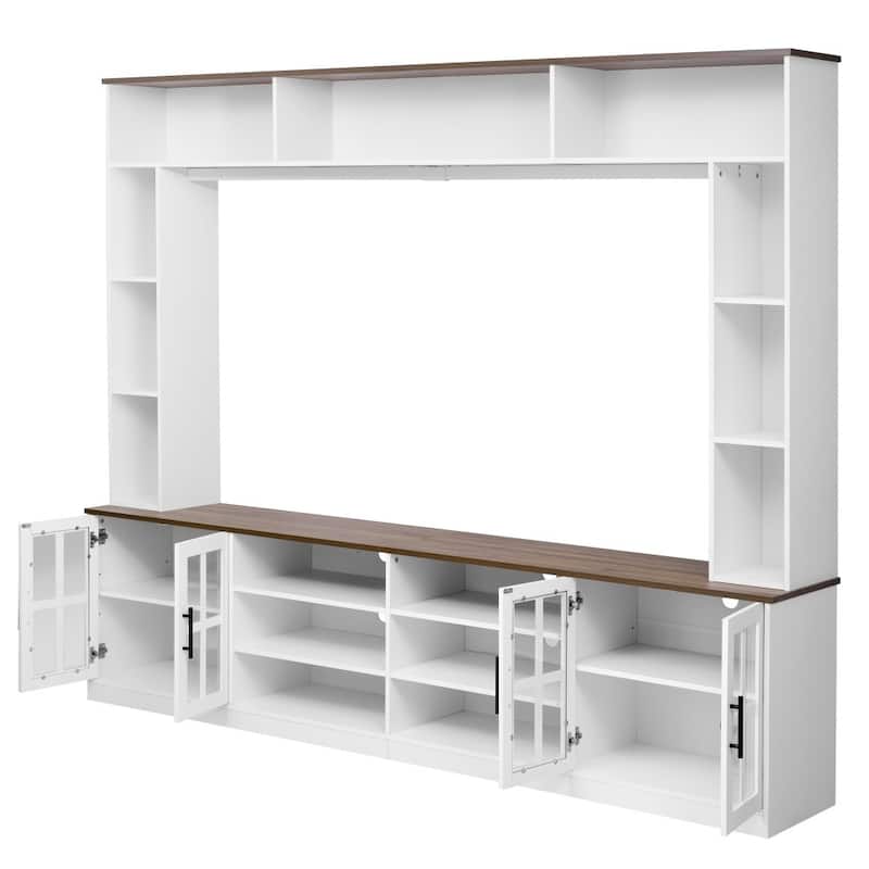 95.5" Modern TV Stand Media Console Entertainment Center with Bookshelves and Cabinets