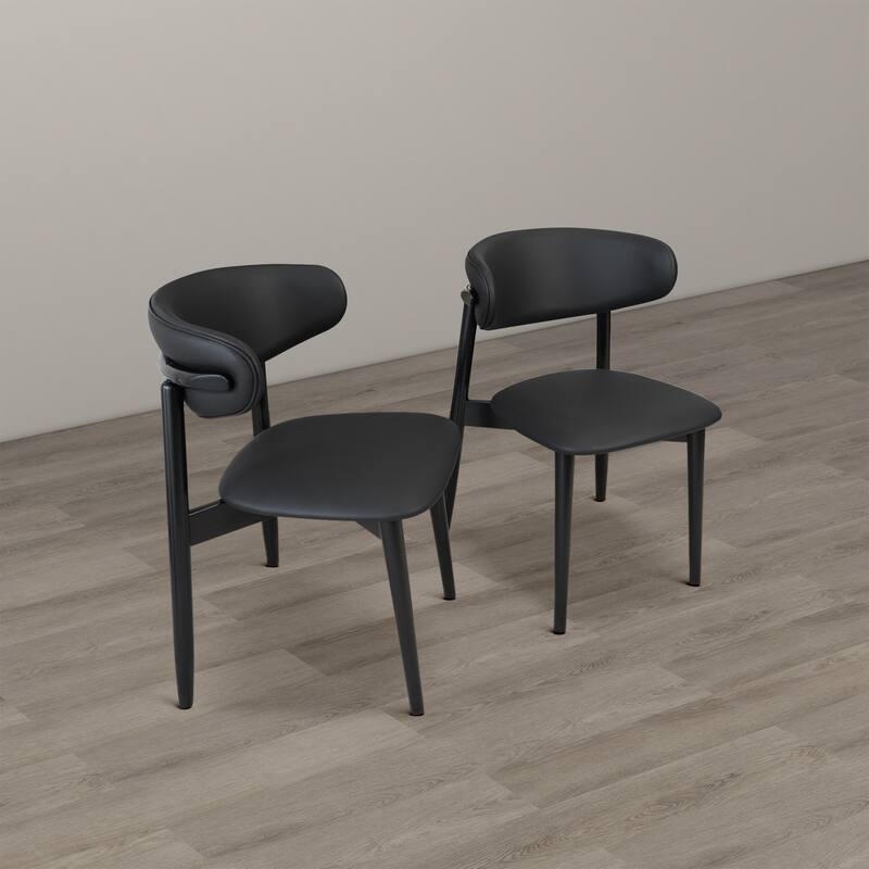 Avery Contemporary Dining Chairs ( Set of 2) - Black Vegan Leather