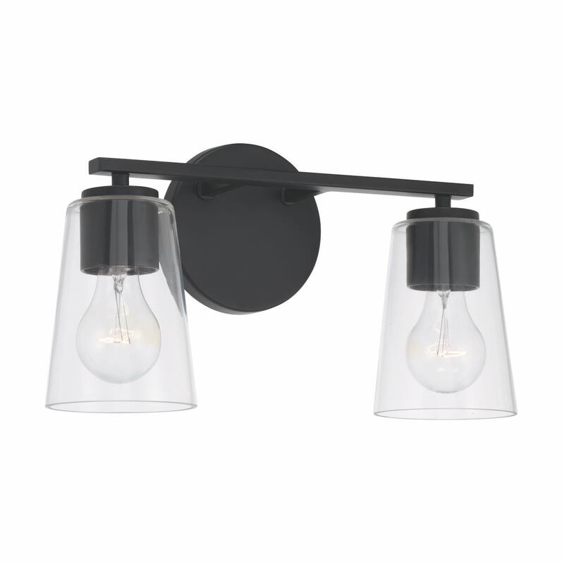 Portman 2-light Bath/ Vanity Fixture w/ Clear Glass - Matte Black