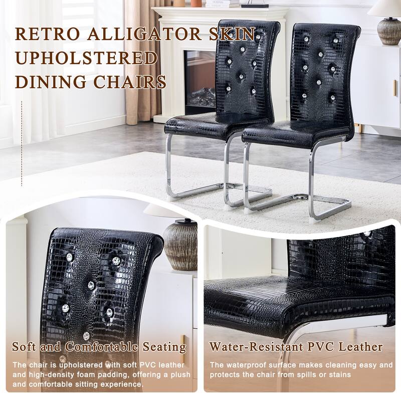 Dining Chair Black Silver Side Chair Kitchen Chair Leisure Chair Lounge Chair Office Chair Armless Chair with Metal Legs