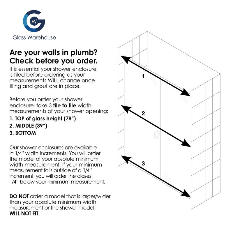 Glass Warehouse 78" x 59.5" Frameless Shower Door - Wall Hinge