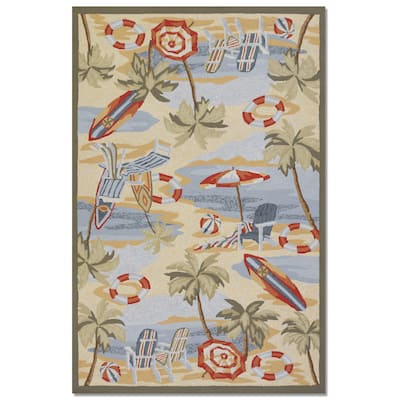 Picadilly Pebble Beach Beige- Multicolor Indoor/ Outdoor Area Rug