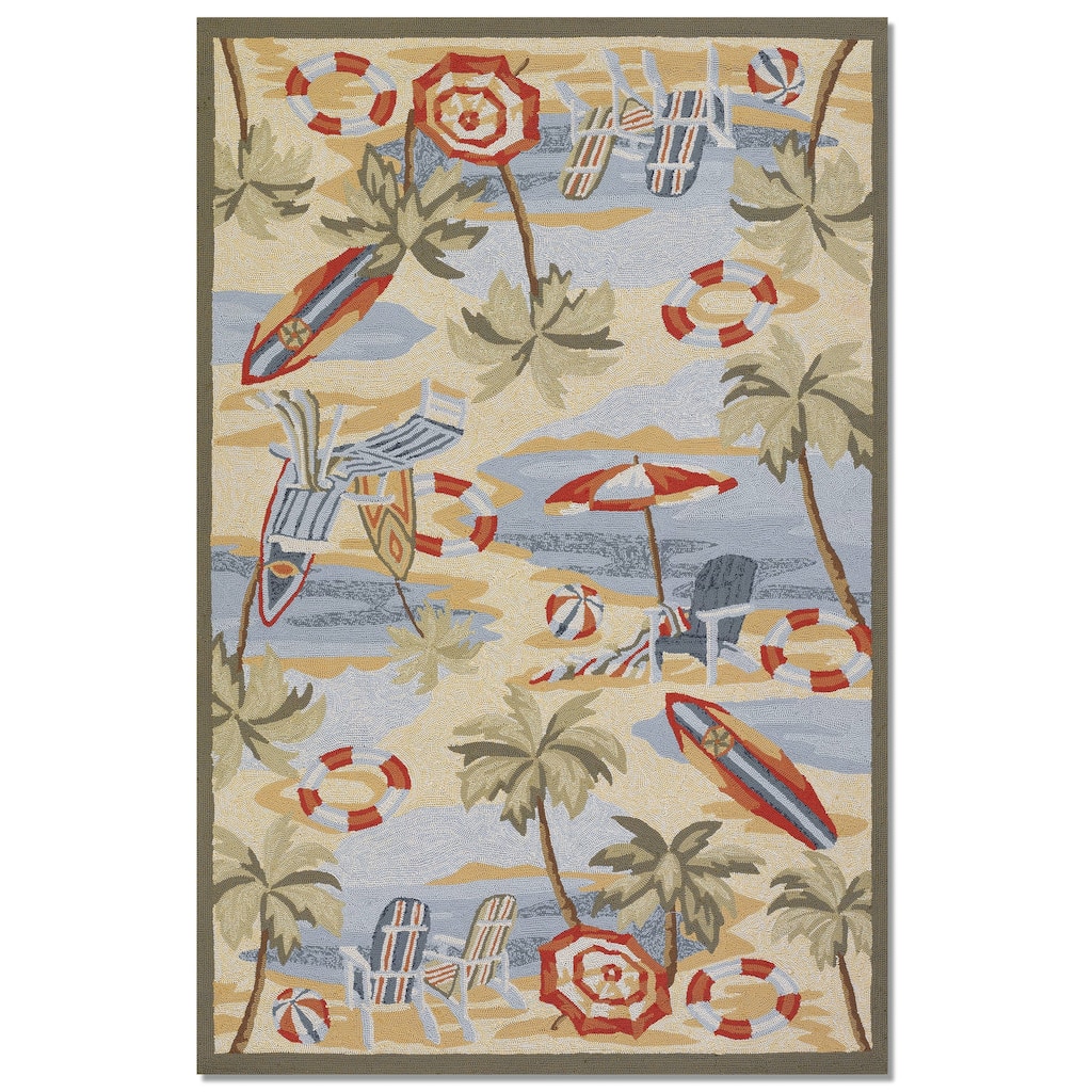 Picadilly Pebble Beach Beige- Multicolor Indoor/ Outdoor Area Rug