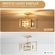 preview thumbnail 18 of 61, Zjvaive 3-Light Rectangular Semi Flush Mount Ceiling Light Farmhouse Metal Cage Light Fixture