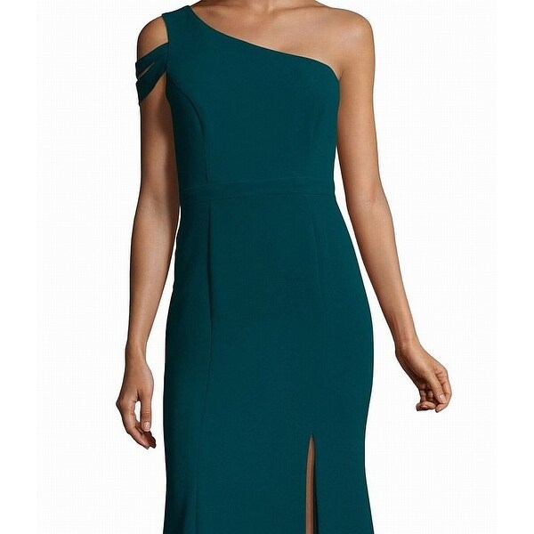 one shoulder emerald green dress