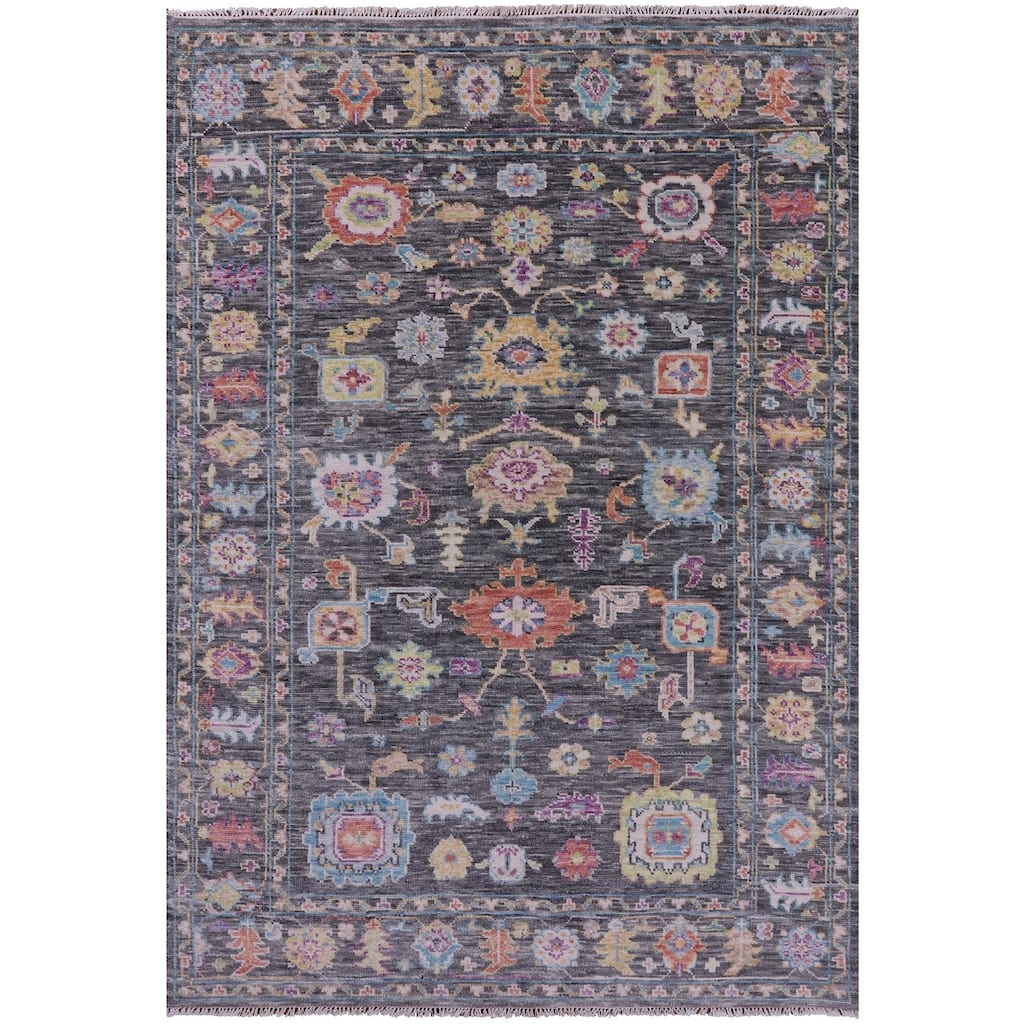 Golden Nile Grey Turkish Oushak Hand Knotted Wool Rug - 6' 2" X 8' 10"