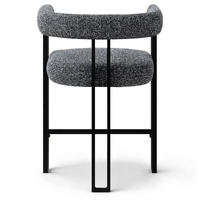 24" Seat Height Upholstered Tweed Solid Back Counter Stool(Set of 4) - Set of 4