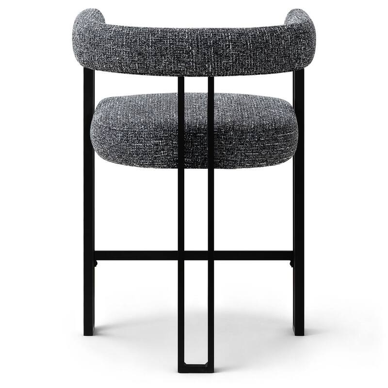 25" Seat Height Upholstered Tweed Black Matel Counter Stool