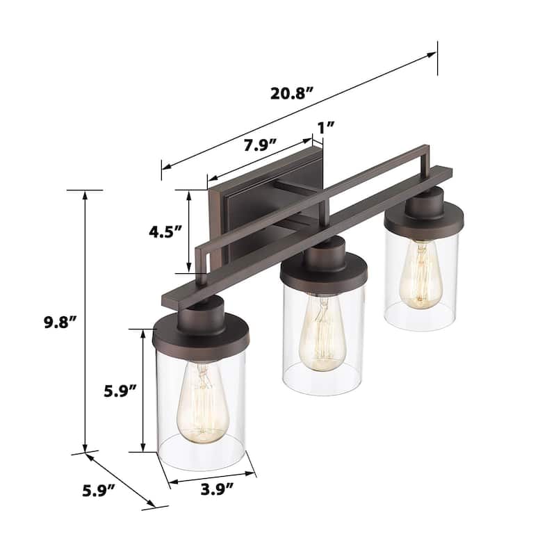 Farmhouse 3-Light Bathroom Vanity Light with Clear Glass