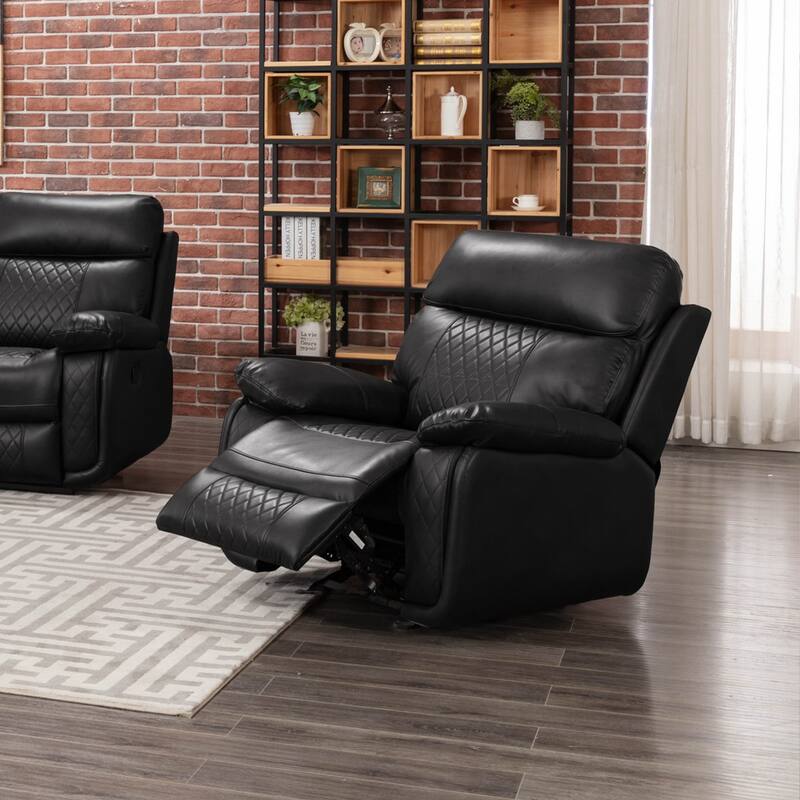 Contemporary Plush Faux Leather Upholstered Living Room Reclining Chair