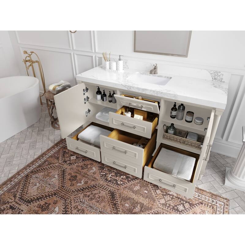 Willow Collections 60 in. W x 22 in. D Aberdeen Single Bowl Sink Bathroom Vanity with Countertop
