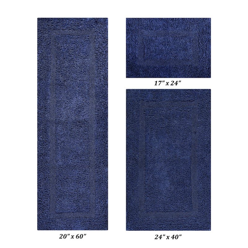 Better Trends Bath Rugs Set 100% Cotton Reversible Water Absorbent Bathroom Rug for Shower, Sink, Bath Mats - Lux Collection