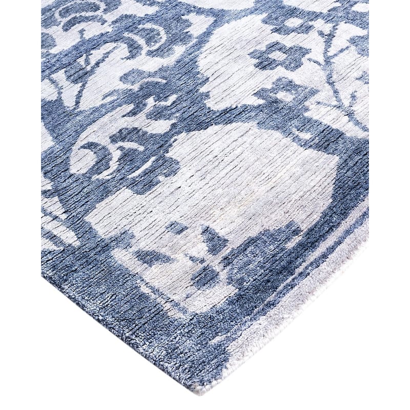 Modern One-of-a-Kind Hand-Knotted Area Rug, Blue - 8' 2" x 10' 2"