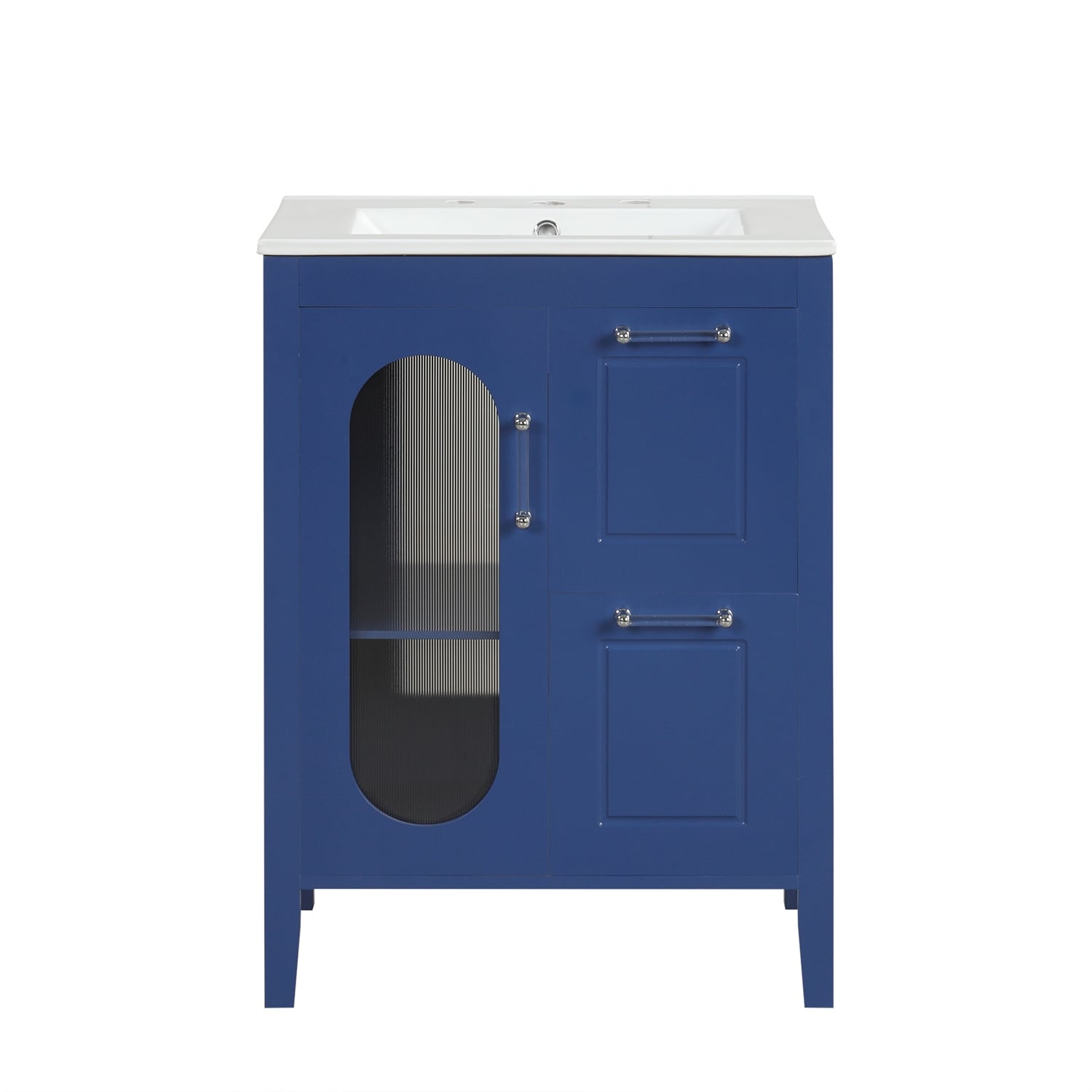 24" Bathroom Vanity, 2-Drawer & Door Cabinet w/ Sink, Adjustable Shelf