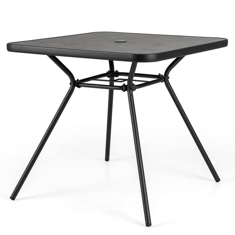 Gymax 32'' Patio Dining Table w/ 1.6'' Umbrella Hole & Lid DPC