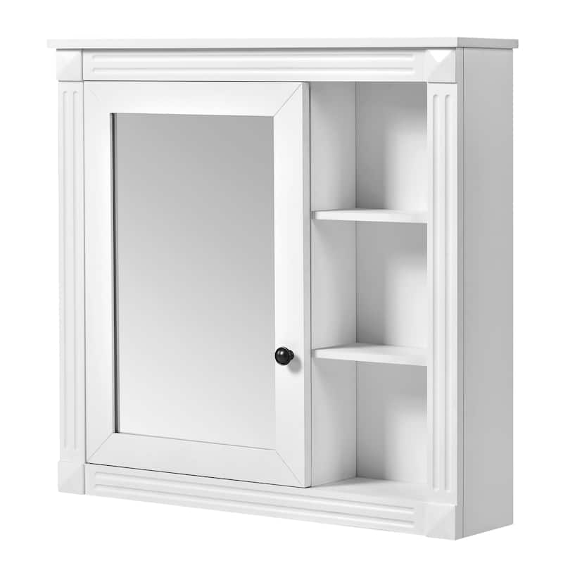 Roomfitters Medicine Cabinet with Mirror, Wall Mounted Cabinet with Organizer and Shelf, Bathroom Storage Unit, White