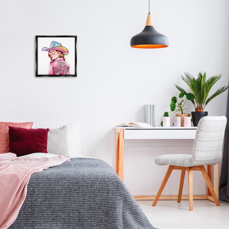 Stupell Pink Disco Cowgirl Framed Floater Canvas Wall Art Design By Amanda Greenwood